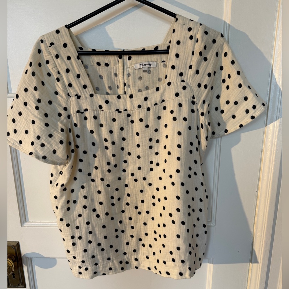 Black Polka Dot Top Madewell Size Small